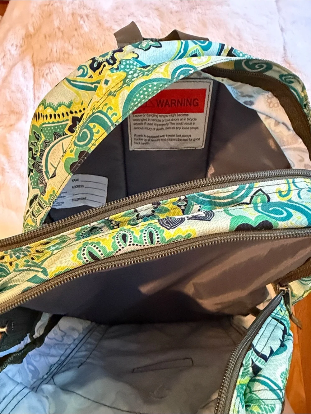 Floral Paisley Teal & Yellow LL bean Backpack